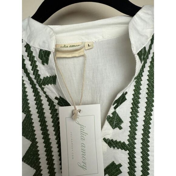 Julia Amory Scalloped Hem Caftan in Green NWT Sz. L - Picture 6 of 7